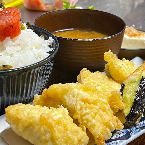 高菜明太子ご飯ととり天定食
